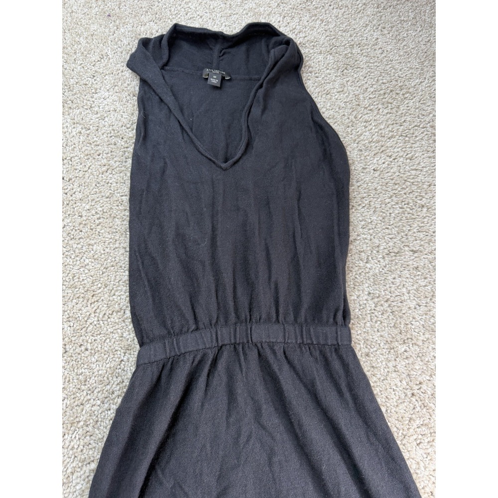 Ann Taylor Dress Womens PM Black Sleeveless V-Neck Hooded Knit Midi Casual